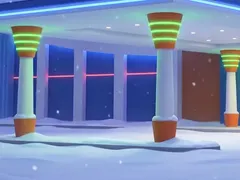 South Beach Casino & Resort entrance on a snowy night